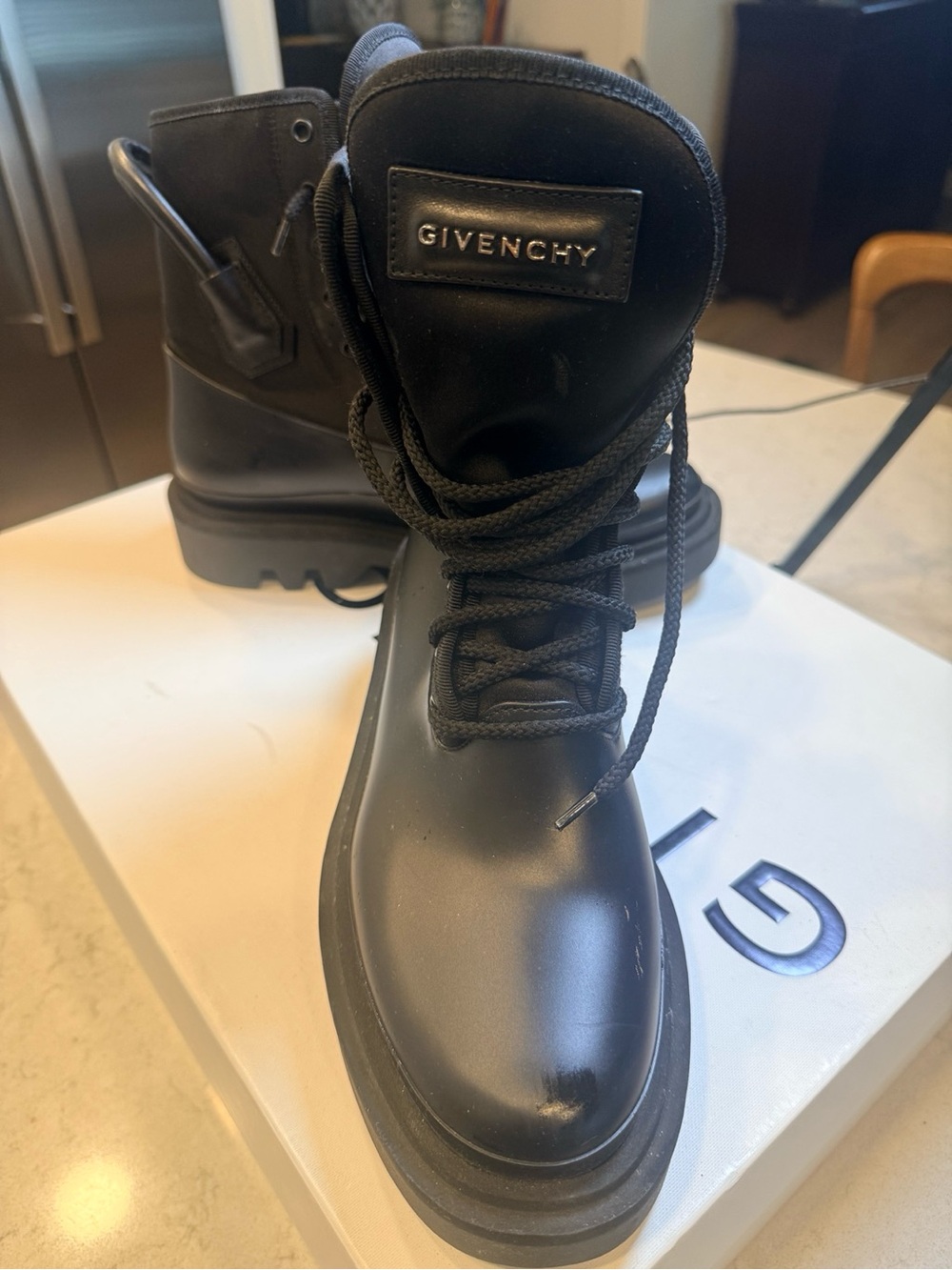 Givenchy Black Combat Rain Boots Lug Sole Size 41 - Picture 3 of 9
